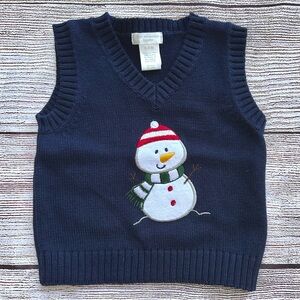 First Moments Layette Navy Blue Snowman Sweater Vest Boy’s 6-9 Months